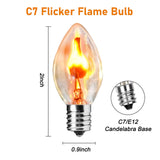 25 Pack C7 Halloween Flickering Flame Light Bulbs, 1W Clear Flicker Flame Candles Bulbs, E12 Candelabra Replacement Light Bulbs for Christmas Electric Window Candles Chandelier Night Light Bulbs