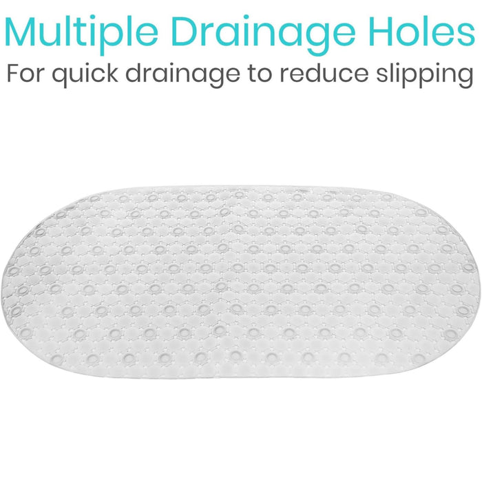 Vive Oval Bathtub Mat - Nonslip Shower Floor Pad - Non-Slip and Non-Skid for Bath Tub with Strong Rubber Suction Cup Grip - for Baby, Elderly, Kids, Bathroom (Gray)