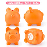 PJDRLLC Piggy Bank, Unbreakable Plastic Money Bank, Coin Bank for Girls and Boys, Medium Size Piggy Banks, Practical Gifts for Birthday, Easter, Christmas (Orange)