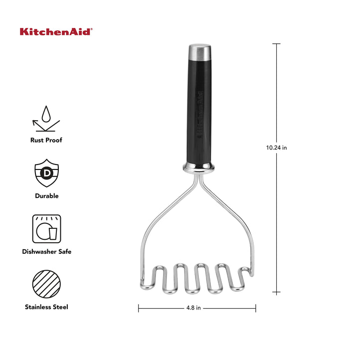 KitchenAid Gourmet Stainless Steel Wire Masher, 10.24-Inch, Black