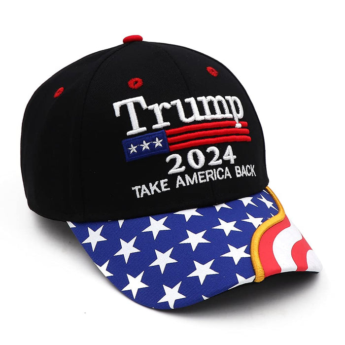 Trump 2024 Hat MAGA Hat Embroidered Take America Back Donald Trump Slogan USA Adjustable Blue Baseball Cap for Woman Men