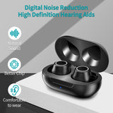 Hearing Aids for Seniors, Hearing Aid Rechargeable with Noise Cancellation Adults, senior Invisible Hearing Amplifier With Portable Charging Case Premium Comfort Design and Nearly Invisible(BLACK)