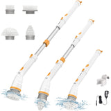 Electric Spin Scrubber, KIKOLIN 380RPM High Speed Power Scrubber, Cordless Cleaning Brush 2 Speeds for Bathroom, Tub, Shower, Floor with 4 Replaceable Brush Heads and Adjustable Extension Long Handle