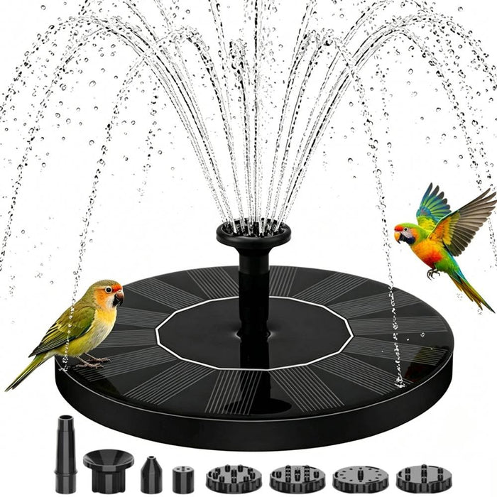 Solar Fountain for Bird Bath: Solar Powered Water Fountain with 6 Nozzles - Mini Fountains Pump for Garden, Pond, Pool, and Outdoor (1, 6.3")