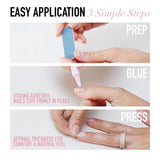 Glamnetic Press On Nails - Caviar | Semi-Transparent, Short Almond Nails, Reusable | 15 Sizes - 30 Nail Kit with Glue