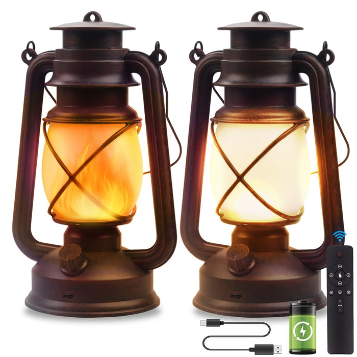 Marlrin USB Rechargeable Lanterns 2 Pack with Remote Control 4 Modes Lights