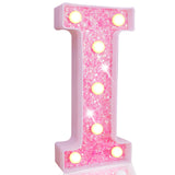 Pooqla LED Marquee Letter Lights, Light Up Pink Letters Glitter Alphabet Letter Sign Battery Powered for Night Light Birthday Party Wedding Girls Gifts Home Bar Christmas Decoration, Pink Letter I