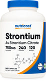 Nutricost Strontium Capsules 750mg, 240 Capsules - Vegetarian, Non-GMO, Gluten Free