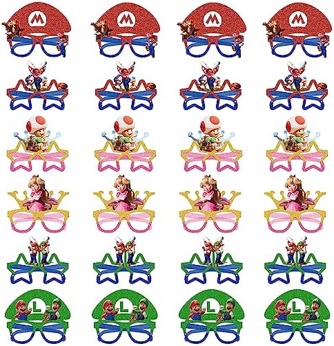 Superhero Paper Party Glasses Birthday Decorations, Game Brothers Party Favors Photo Prop for Boys Girls Birthday Gift