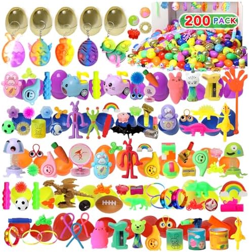 200 Pcs Prefilled Easter Eggs with Toys Inside,Easter Basket Stuffers,Surprise Easter Egg Fillers,Easter Toys Bulk,Easter Egg Hunt,Prizes Classroom Events,Easter Gifts,Eggs Fillers,Easte Party Favors
