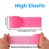 24 Rolls Pink Elastic Self Adhesive Bandage Wrap, Breathable Flexible Fabric Non Woven Cohesive Bandage, Ankle Sprains Swelling Medical First Aid Sports Athletic Tape, Dogs Pet Vet Wrap 2” x 5 Yards.