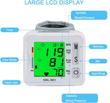 Wrist Blood Pressure Monitor Digital BP Monitor Machine with 2x99 Readings Memory and Voice Broadcast, Tri-Color LCD Screen with Carrying case(Batteries not Included) One Key Operation