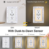 Multi Plug Outlet Surge Protector - POWRUI 6 Outlet Extender with 3 USB Ports (1 USB C) and Night Light, 3-Sided Power Strip with Adapter Spaced Outlets - White，ETL Listed