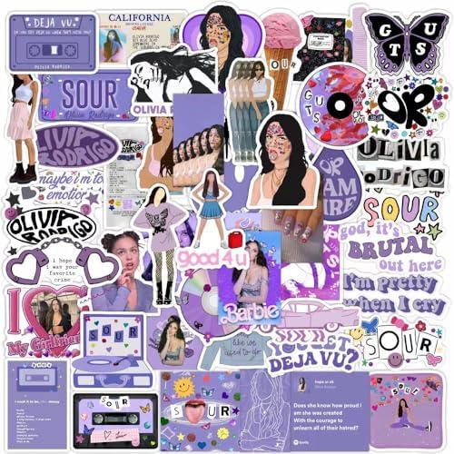 Music Stickers 50pcs, Waterproof Vinyl Stickers for Water Bottle, Laptop, Skateboard, Guitar, Phone (B)