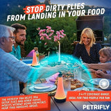 PETRI Fly Fans for Tables with Anti Bug Light - Food Fans to Keep Flies Away from Food - Fly Spinner Fly Fan for Outdoor Table - Fly Repellent Fan,Table Fans for Flies,Bug Fans for Food Table Fly Fan