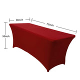 Obstal 6ft Stretch Spandex Table Cover for Standard Folding Tables - 2 Pack Universal Rectangular Fitted Tablecloth Protector for Holiday Party, 72L x 30W x 30H Inches, Christmas Red, 2pc