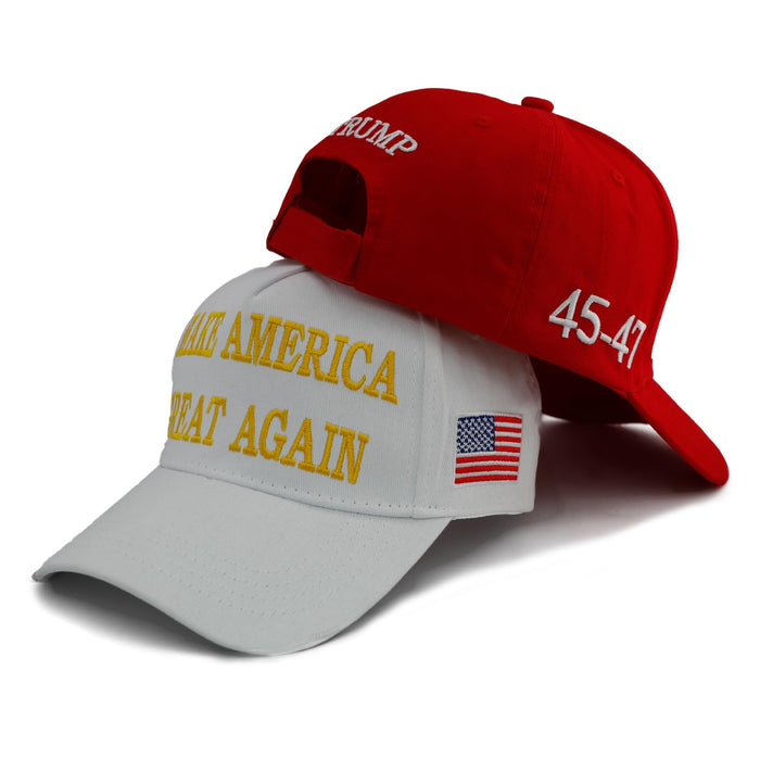 Nigua MAGA Hat, 2PCS 45-47 Trump 2024 Hat Make America Great Again Slogan Baseball Cap