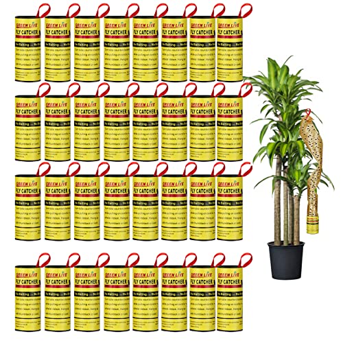 40 Rolls Fly Strips - Fly Tapes Fly Paper Sticky Fly Trap Indoor/Outdoor Hanging,Fly Catcher Fly Ribbon Fungus Gnat Trap Fruit Fly Killer for House/Kitchen/Plants/Horse Stable (40Roll)
