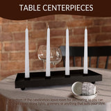 TELOSMA Advent Candle Holder - 4 Candlestick Seats, Matte Black Iron Candle Stand Tray for Taper Candles - Dining Table Decorative Tray, Coffee Table Centerpieces, Kitchen Island Table Decor