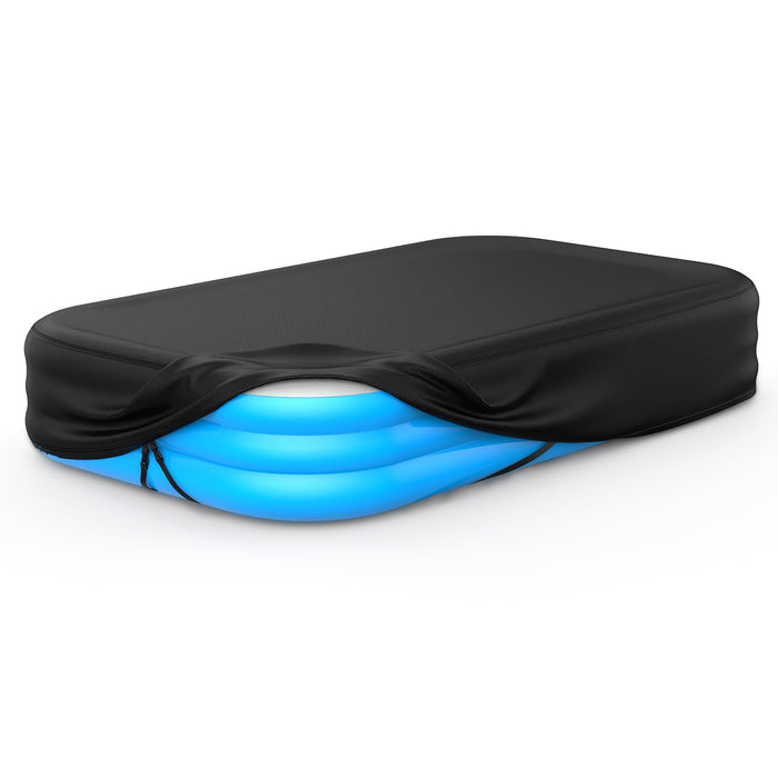 Rectangular Pool Cover for Inflatable Pool, Fits Blow Up Pool Size 90" L x 60" W, Built-in Elastic Band and Extra Buckle to Prevent Slipping, Rectangle Above Ground Swimming Pool Cover