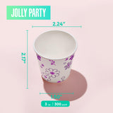 [300 Pack] 3oz Disposable Bathroom Cups, Paper Cups, Mouthwash Cups, Cold Disposable Drinking Cup for Party, Picnic, BBQ, Travel, and Event, Purple Floral