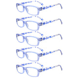 MAEOWN 5 Pack Reading Glasses for Women, Blue Light Blocking Computer Readers, Ease Blurry Vision Dry Eyes Anti UV Glare (Blue, 1.75, multiplier_x)