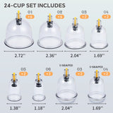 AIKOTOO Cupping Therapy Set, 24 Massage Cups Cupping Set with Pump Vacuum Suction Cups for Body Cellulite Cupping Massage Back Pain Relief, Chinese Acupoint Physical Cupping Therapy Hijama