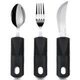 Vive Adaptive Utensil Set - Arthritis Aid Silverware for Parkinsons, Hand Tremors - Easy Grip for Shaking and Trembling Hands - Heavy Stainless Steel Spoon (Regular)