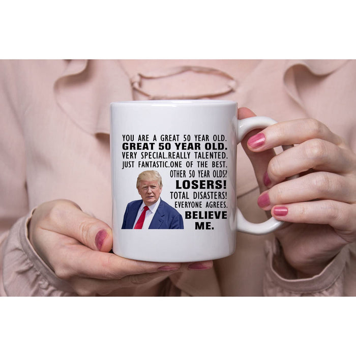 Donald Trump Mug, 50th Birthday Gifts for Men, Funny 50 Year Old Gift Coffee Mug, 1974 50th Birthday Mugs for Him, Dad, Uncle, Brother, Husband, Grandpa, Friend, Novelty Prank Gift 11 oz Tea Cup