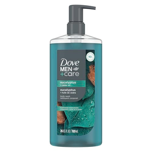 DOVE MEN + CARE Body Wash Eucalyptus + Cedar Oil to Rebuild Skin in the Shower with Plant-Based Cleansers and Moisturizers 26 oz