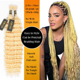 QTHAIR 14A Deep Wave Bulk Human Hair For Braiding No Weft (18", 613(Blonde)) 100% Unprocessed Brazilian Deep Wave Human Hair Virgin Hair Extensions Two Bundles Micro Braiding