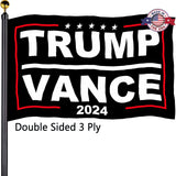 Trump Vance 2024 Flags 3x5 Outdoor Made in USA-Double Sided 3 Ply Heavy Duty Black Trump Vance 2024 Flags Banner for Outside with 2 Brass Grommets UV protection Fade Resistant for Indoor Outdoor