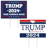 Subacy 2 PCS Trump 2024 Yard Sign 17.3 * 11.8 Inches, Double Sided Trump Yard Signs with Metal H-Stake, Take America Back Signs, Outdoor Lawn Yard Signs Decorations (Blue+White)