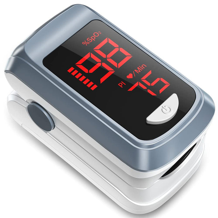 Fingertip Pulse Oximeter Blood Oxygen Saturation Monitor, Heart Rate and Fast Spo2 Reading Oxygen Meter with LED Screen 2 X AAA Batteries and Lanyard