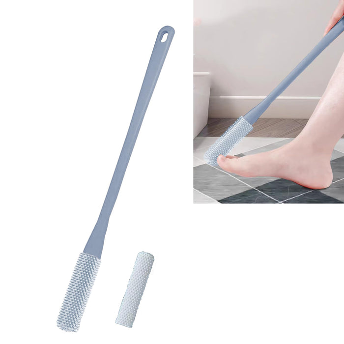 Enlivczom Toe Cleaning Brush Toe and Foot Towel Brush Long Handle Toe Brush No Bending to Remove The Dead Skin of The Feet Suitable for The Elderly Pregnant Women (Grey-Single)