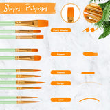 Soucolor Acrylic Paint Brushes Set, 20Pcs Round Pointed Tip Artist Paintbrushes for Acrylic Painting Oil Watercolor Canvas Boards Rock Body Face Nail Art, Halloween Pumpkin Ceramic Crafts Supplies