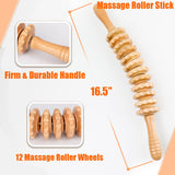 HEETHYCOOL Lymphatic Drainage Massager Wood Therapy Massage Tools Maderoterapia Kit Back Massage Roller Stick Neck Massage Roller Set Guasha for Body Sculpting, Cellulite Massager Stomach Massager