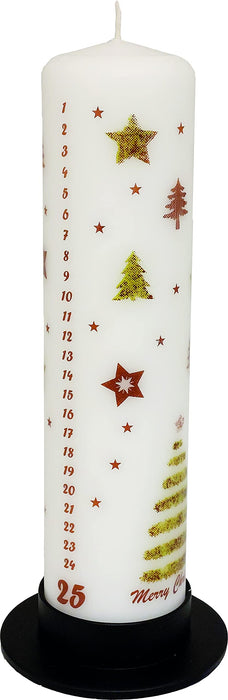 Unique Advent Festive Christmas Calendar Candle, Designed by Nordic Hygge, Christmas Tree and Stars, 25 Numbers, Countdown to Christmas