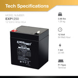 ExpertPower EXP1250 12V 5Ah Home Alarm Battery with F1 Terminals