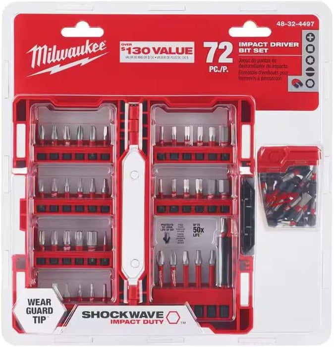 Milwaukee SHOCKWAVE Impact Duty Alloy Steel Screw Driver Drill Bit Set (72-Piece) 48-32-4497