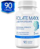 FolateMaxx L-Methylfolate 5 mg 90 Capsules Professional Active Folate Non-GMO, Gluten Free Methyl Folate, 5-MTHF