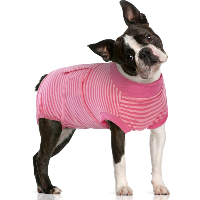 FUAMEY Recovery Suit for Dogs After Surgery,Soft Breathable Dog Bodysuit E-Collar & Cone Alternative Surgical Suit,Male Female Dog Neuter Spay Suits Anti Licking Wounds Onesie Rose Stripes M