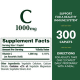 Nature's Bounty Vitamin C, Supports Immune and Antioxidant Health, Vitamin C Supplement, 1000mg, 300 Caplets