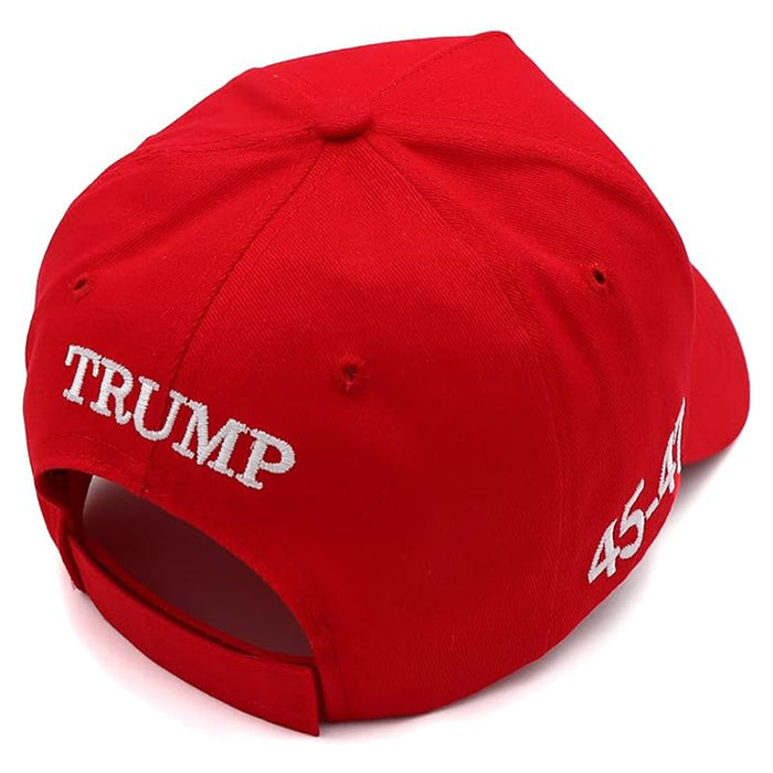 Trump 2024 45-47 MAGA Hat Make America Great Again Donald Trump Slogan with USA Flag Baseball Cap (2pcs Red&Black MAGA Hat)