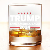 Patriots Cave Trump 2024 Trump Take America Back 2024 | 11 oz Bourbon Whiskey Rock Glass | Old Fashioned Whiskey Tasting Glasses For Men | Retirement Gifts For Men | Made In USA