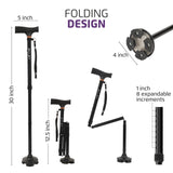 Allay Walking Cane for Men & Women - Foldable, Adjustable, Collapsible Walking Canes for Seniors Balance, Free Standing, Pivot Tip, Heavy Duty, with Travel Bag | Walking Sticks for Seniors & Adults