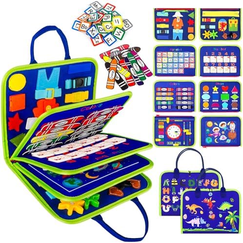 Toddler Busy Board Montessori Toys for 3 Year Old Boys & Girls Birthday Gifts, Educational Sensory Toys for Age 3 4, Travel Toys for Toddlers Airplane Car, Preschool Learning Activities Busy Book