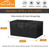 NettyPro Outdoor Cushion Storage Bags Water-Resistant for Patio Furniture Storage Cushion Christmas Tree Bag 7.5 Ft with Zipper and Handle, 50 x 15 x 25 Inch, Black