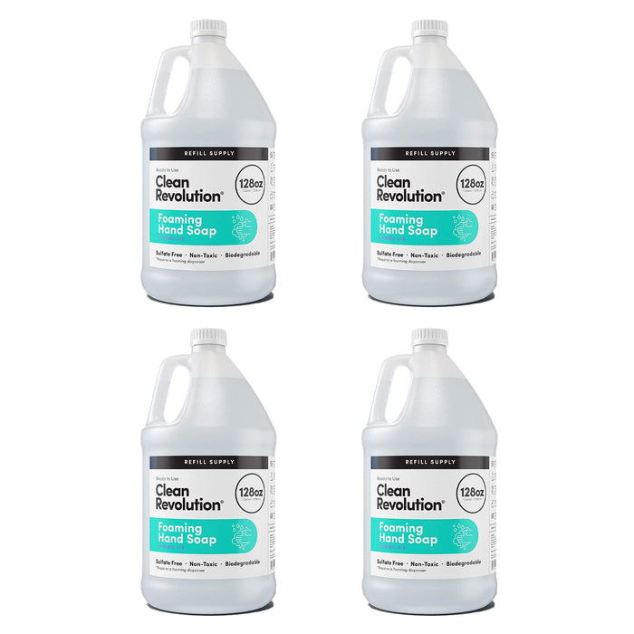 Clean Revolution Foaming Hand Soap Refill Supply Container, Ready to Use Formula, Gluten Free, Spring Air Fragrance, 128 Fl. Oz, 4 Pack
