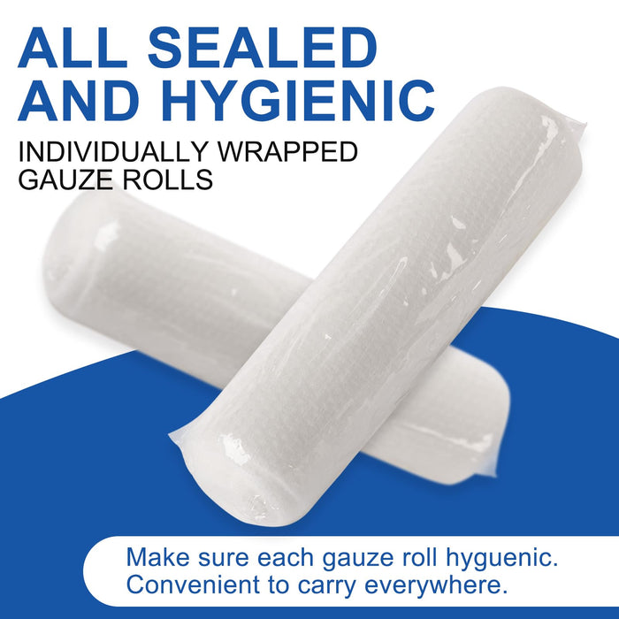 110 Pack Gauze Rolls Bandages, 4 in x 4.1 Yards, Individually Wrapped Breathable Rolled Gauze, Mummy Wraps, Premium First Aid Supplies & Medical Supplies for Wounds